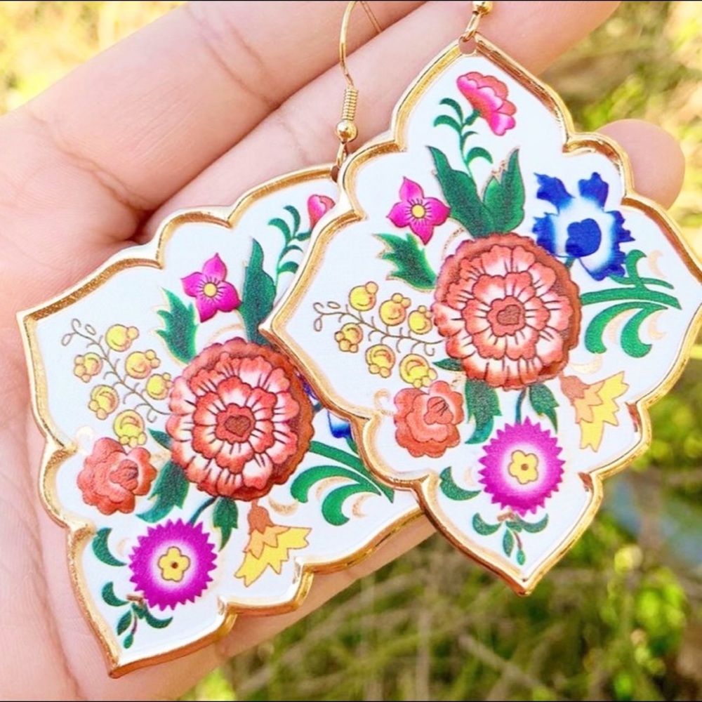 Colorful floral earrings